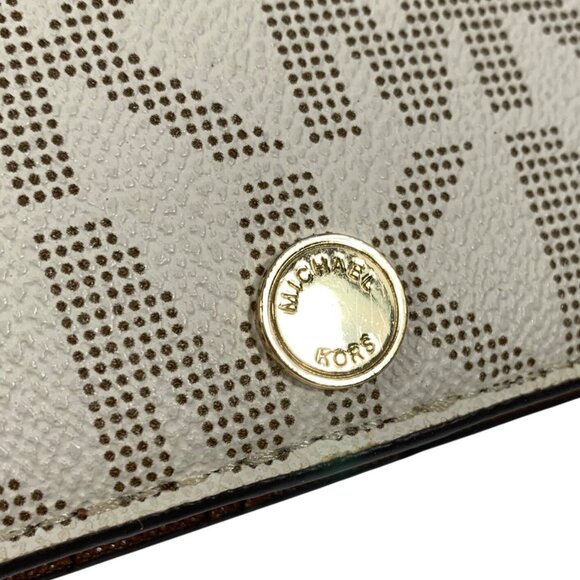 Michael Kors Off White Signature Coated Canvas Bifold Flap Continental Wallet - Picture 2 of 10